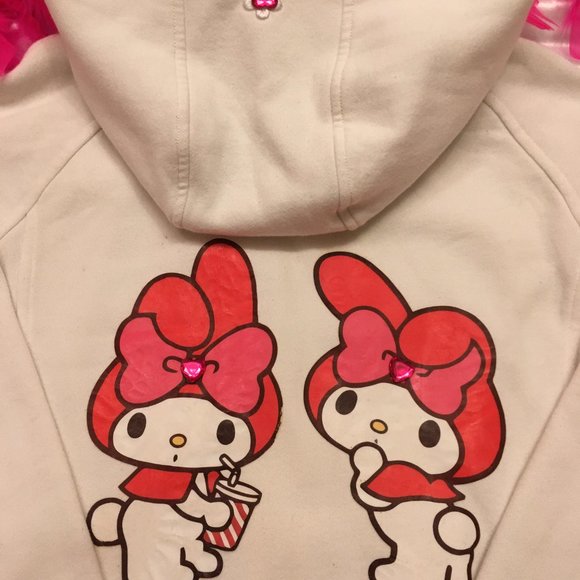 ADORABLE new vintage y2k hoodie and crop top with my melody and crystal hearts! - Picture 3 of 15